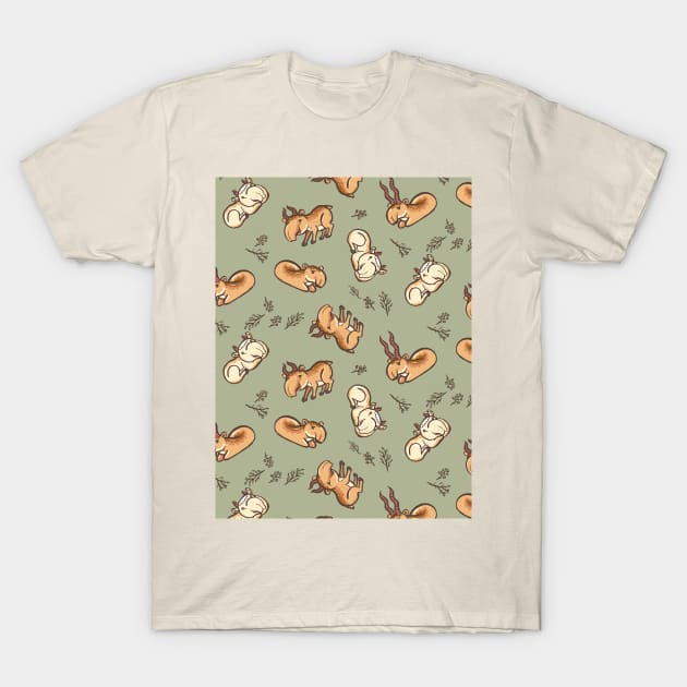 Saiga antelope family pattern T-Shirt by nokhookdesign